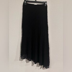 Black midi asymmetrical lace skirt size XS‎ brand eyeshadow